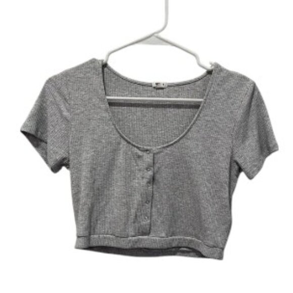 Garage Gray Button Up Top summer preppy minimal coquette cottagecore feminine - Picture 1 of 8